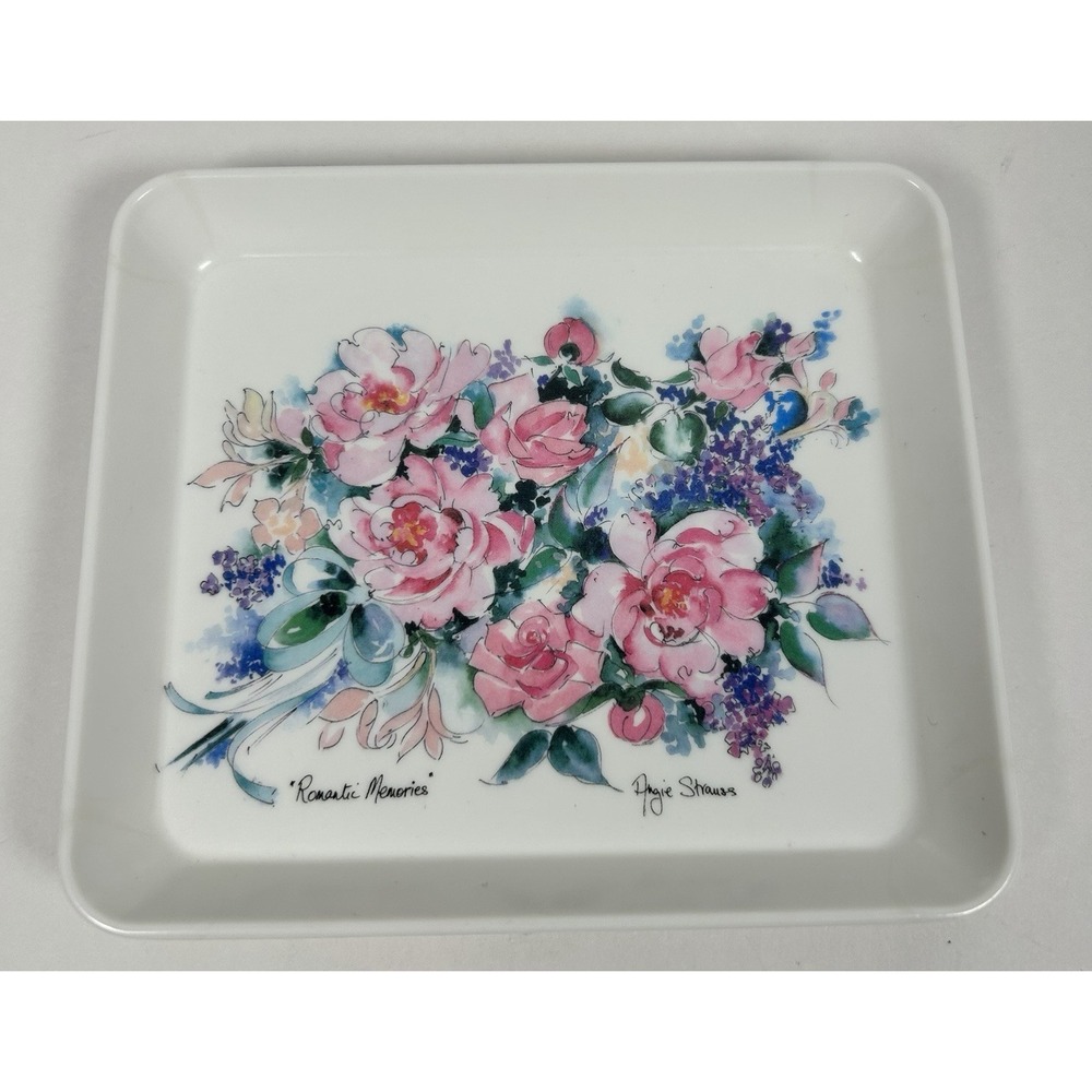 Vintage Design Imports Floral Melamine Trinket Ring Dish Italy 5.5" Roses